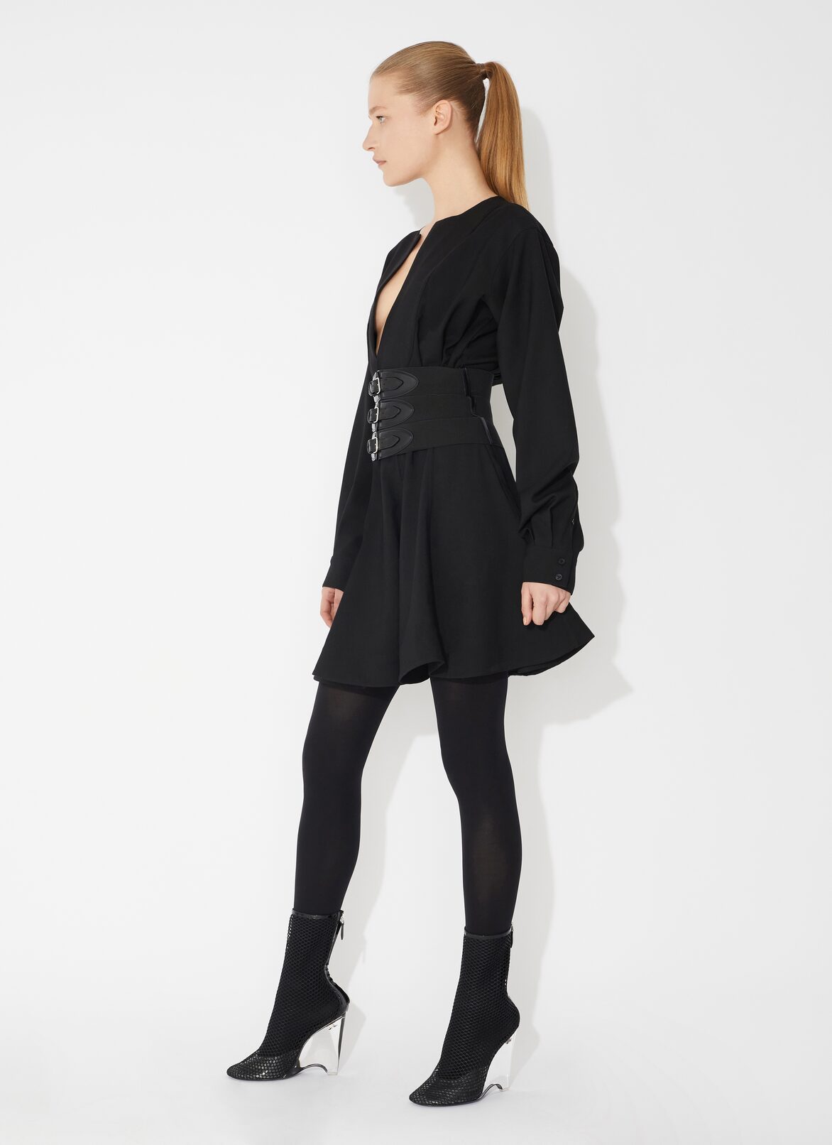 Wool buckle dress ALAÏA BLACK WOOL BUCKLE DRESS